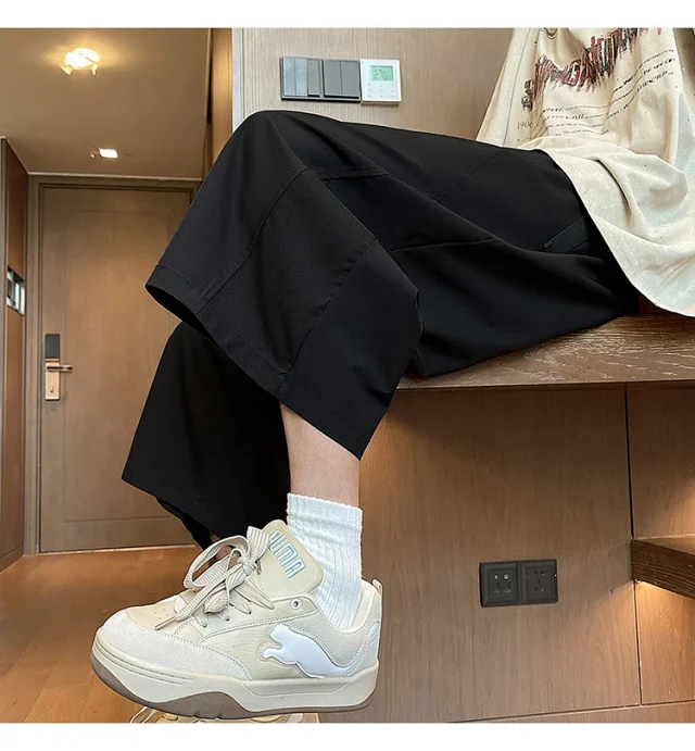 Men's Summer Mesh Pants with Belt Detail