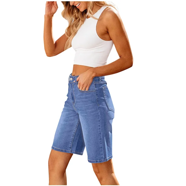 Factory Direct Fashion Slim Denim Capris for Women Detail