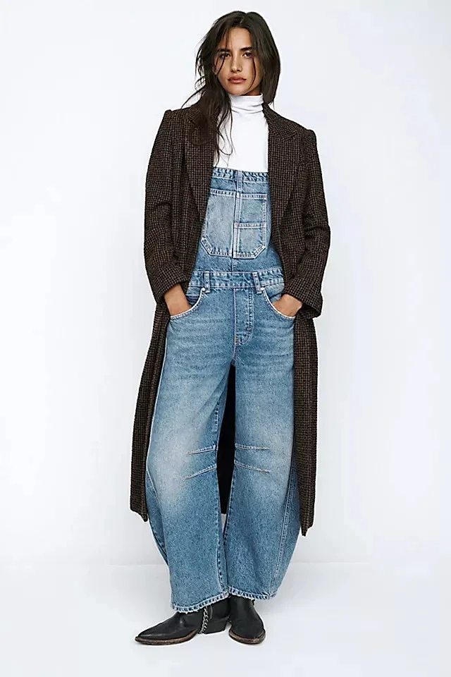Retro Street Denim Overalls Detail