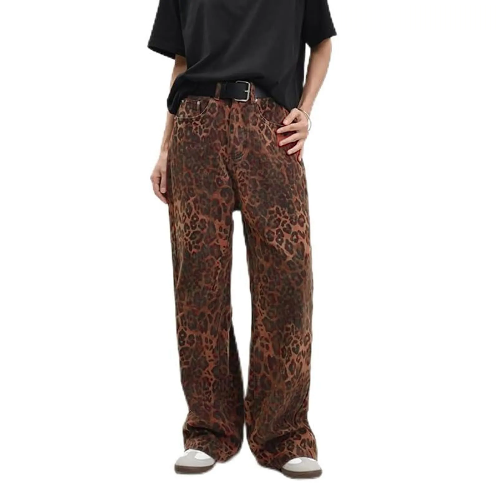 American Retro Leopard Jeans