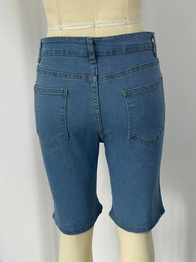 8851# Trendy 2025 Women's Distressed Denim Shorts (Euro - American Style) Detail