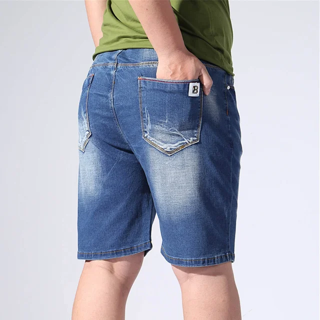 Men's Summer Elastic Waist Denim Shorts (Plus Size) Detail