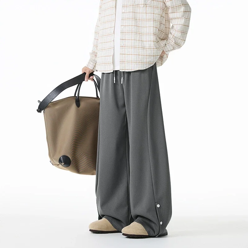 French Side - Buttoned Men's Baggy Wide - Leg Pants