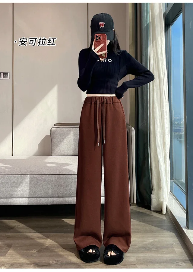 High-waist Drawstring Wide-leg Pants Detail