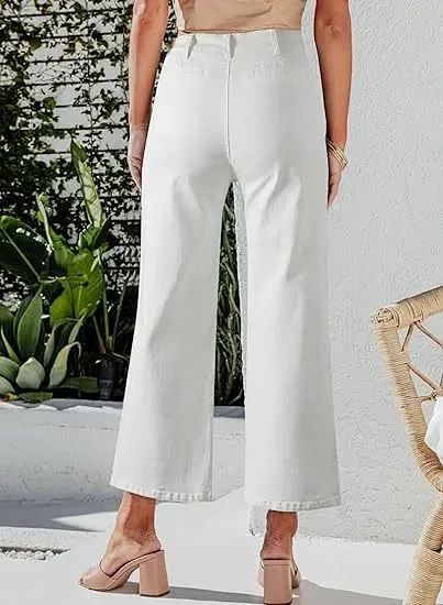 Retro Indigo Striped Wide-Leg High-Waist Jeans Detail