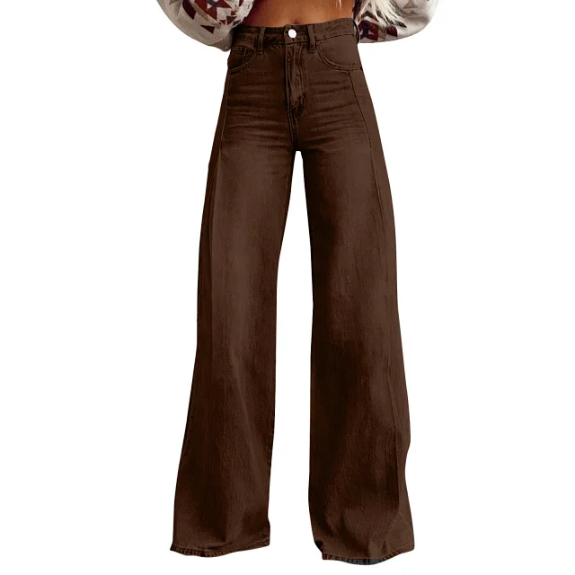 Women's Retro Wide-Leg Denim Pants Detail