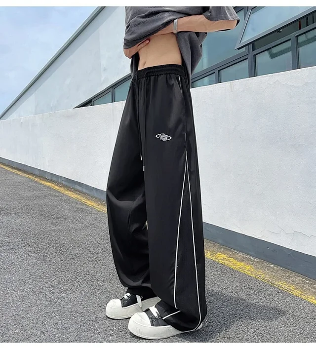 Men's Summer Laser-Punched Loose Ice Silk Trousers Detail