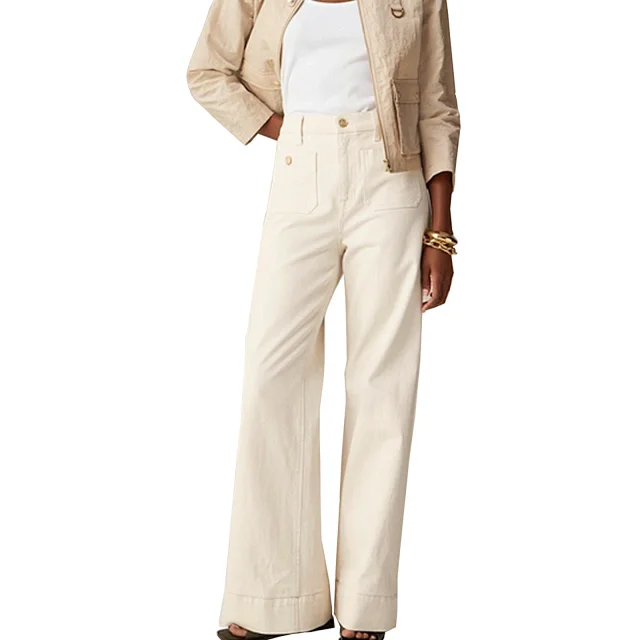Loose Straight Flare Jeans, High-Waist, All-Match Detail
