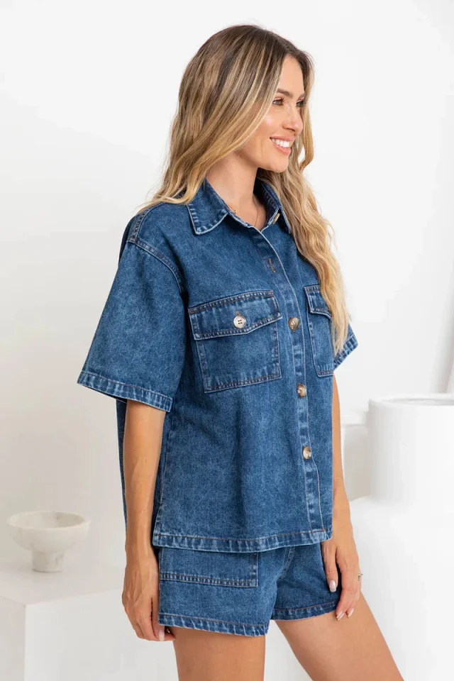Temu Loose Retro Denim Set for Women Detail