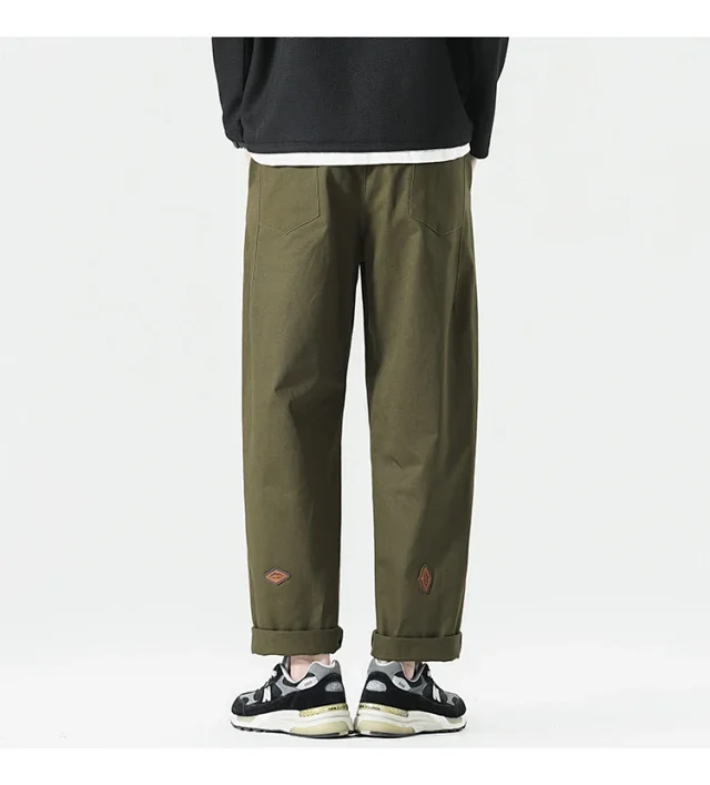 Autumn Men's Retro Japanese Straight Cargo Pants Detail