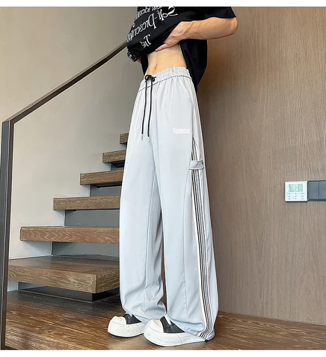 Men's 2025 Summer Ice Silk Wide - Leg Pants Detail