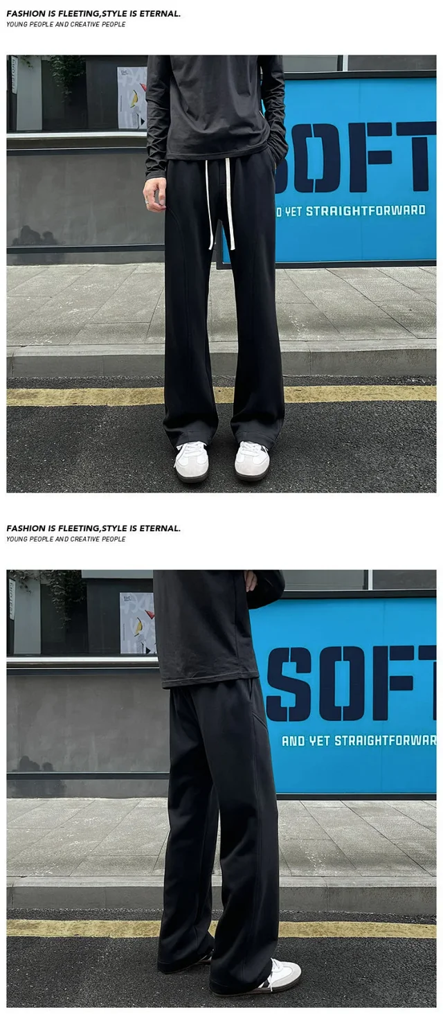 Men's Autumn Cotton-blend Straight & Flared Sweatpants Detail