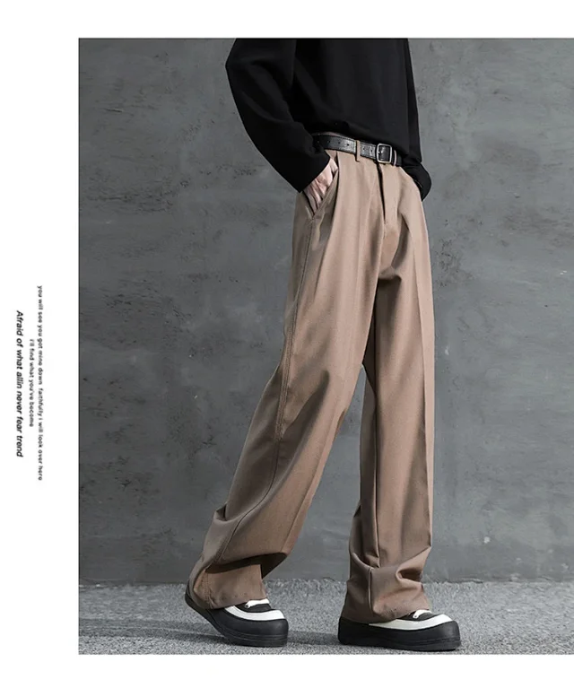 Dark Gray Straight 3 - Needle Trousers for Men Detail