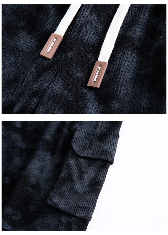 Men's Camo Tie-Dye Relaxed Cargo Shorts Detail