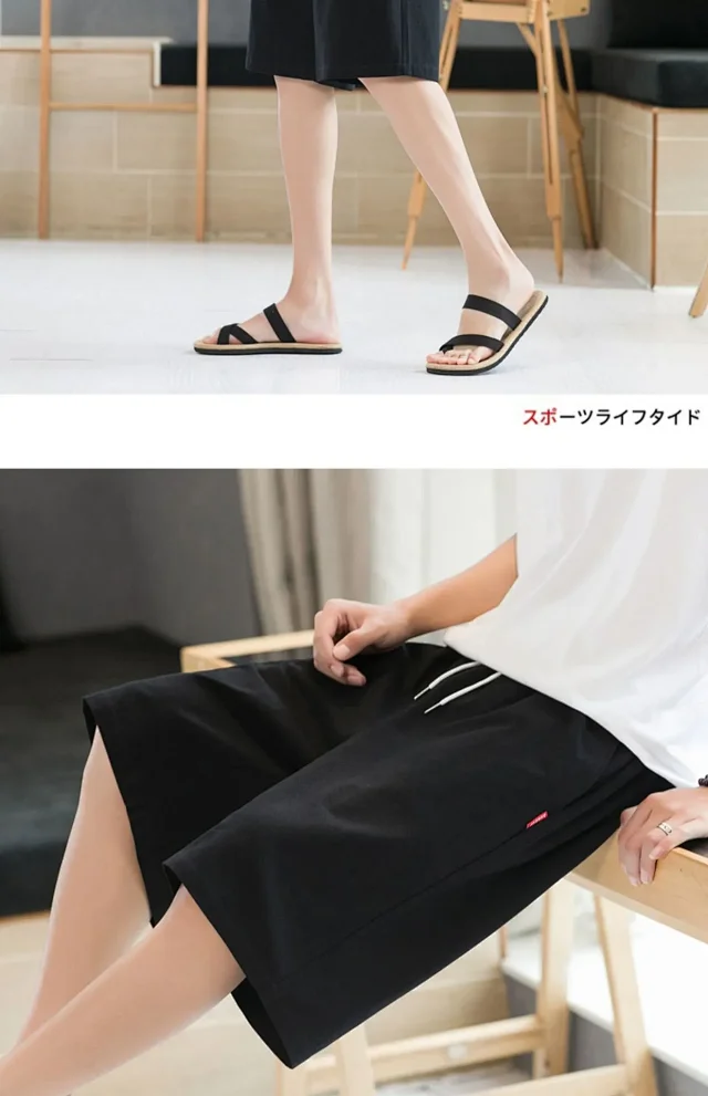 Men's Cotton Shorts Summer Loose Straight Detail