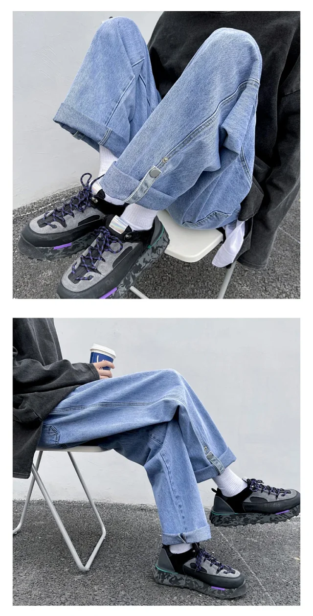 Spring/Summer Trendy Men's Loose Straight Jeans Detail