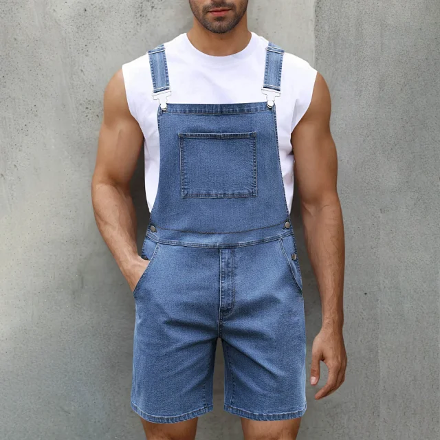 2025 Spring/Summer Men's Euro Luxury Denim Shortalls Detail