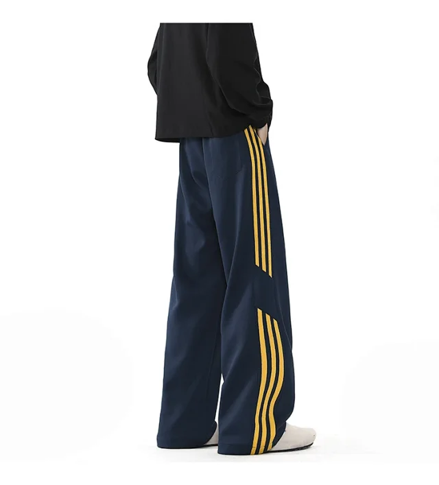 2025 Spring New US High Street Striped Patchwork Sweatpants for Men (Large Size, Wide-Leg, Loose & Casual Sportswear) Detail