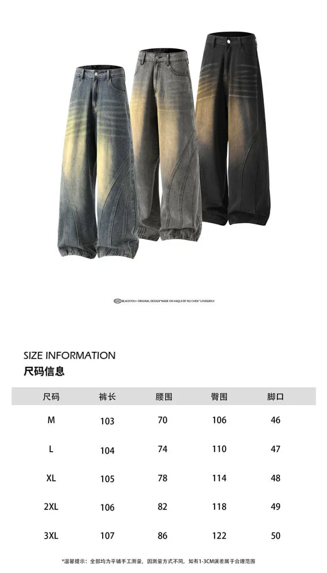 American-washed Stylish Curved Jeans for Men Detail