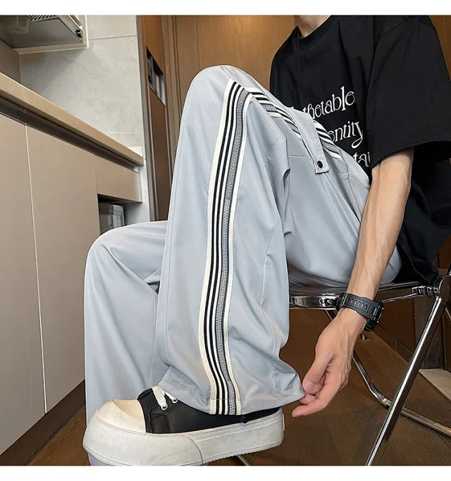 Men's 2025 Summer Ice Silk Wide - Leg Pants Detail