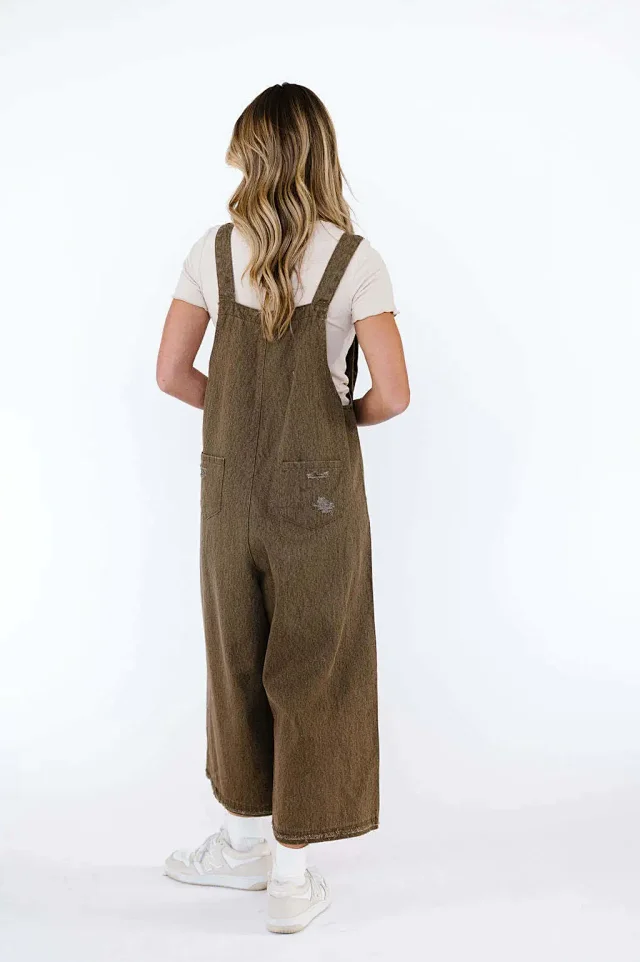 Vintage Distressed Wide-Leg Denim Overalls for Women Detail
