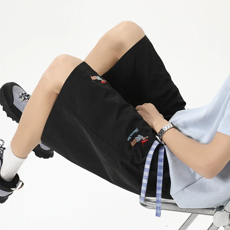 Men's Dachshund Embroidery Ice Silk Shorts 2025 Summer New