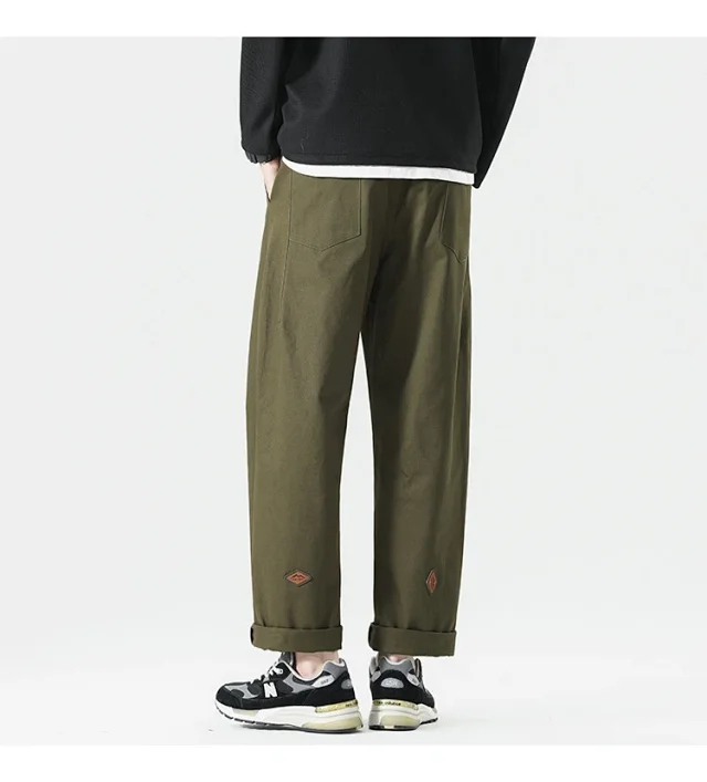 Autumn Men's Retro Japanese Straight Cargo Pants Detail