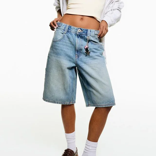 European&American Loose Denim Capris Detail