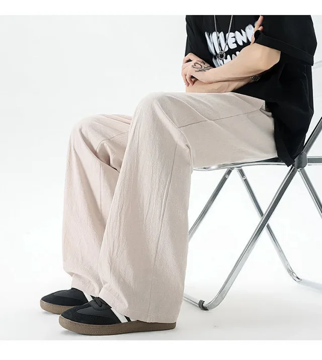Men's Summer Linen-Cotton Loose Trousers (2m) Detail
