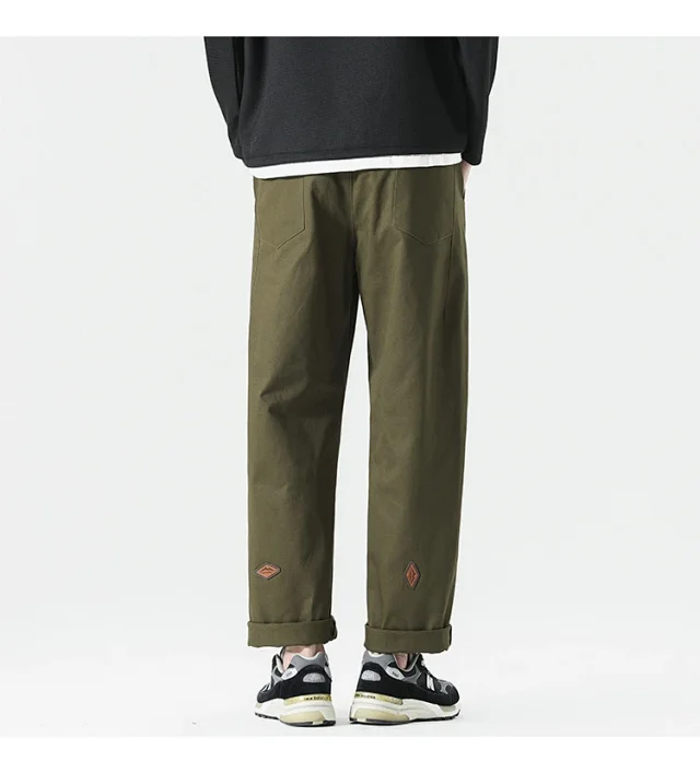 Autumn Men's Retro Japanese Straight Cargo Pants Detail