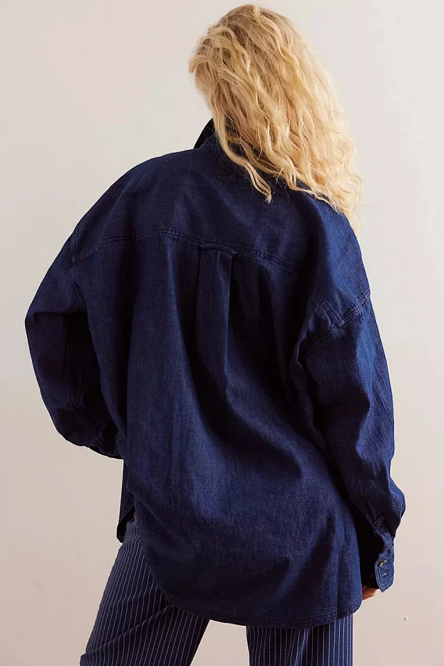Amazon Hot Selling Loose Denim Shirt for Women Detail