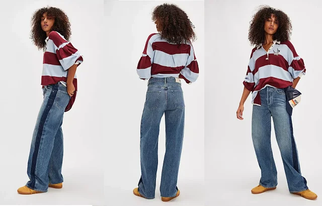 New Euro - American Women's Wide - leg Jeans Detail
