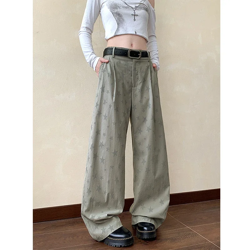 Men's Loose BF Straight Pants with Colorful Star Prints