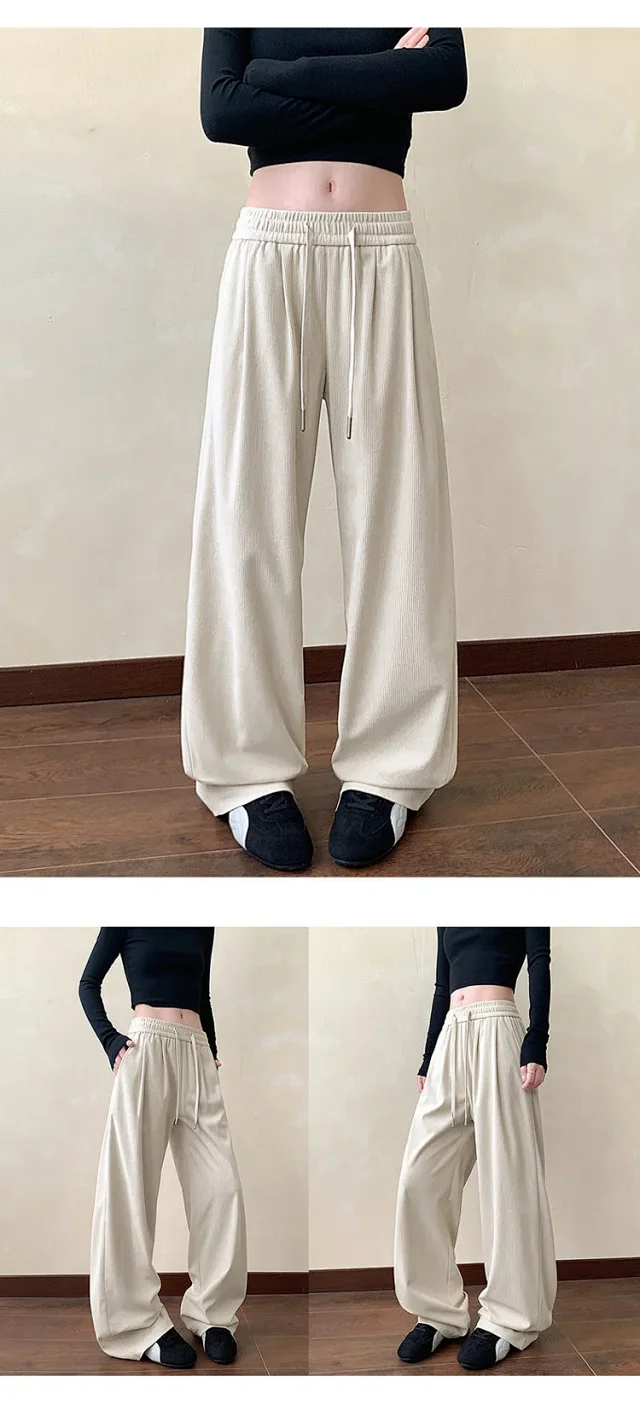 Khaki Wide-Leg Sport Pants Detail