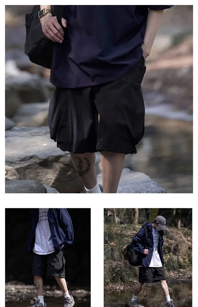 Navy Men's Vintage Cargo Shorts Detail