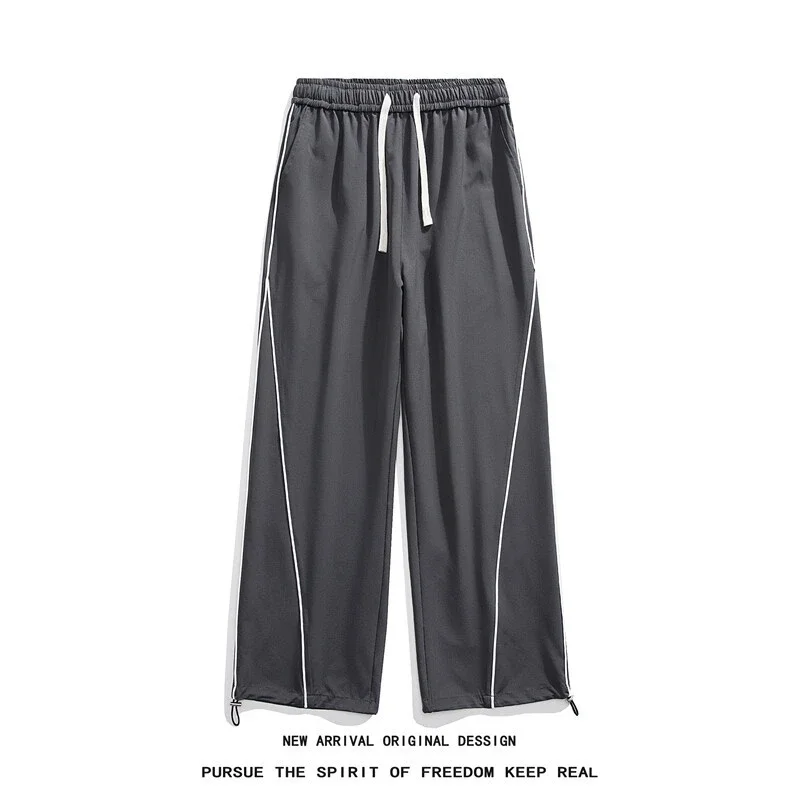 Men's Summer Ice Silk Wide - leg Pants