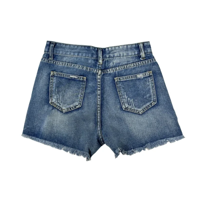 2025 Summer New Tassel Ripped Denim Shorts