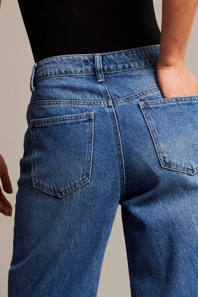 Women's Vintage High-waist Wide-leg Jeans Detail