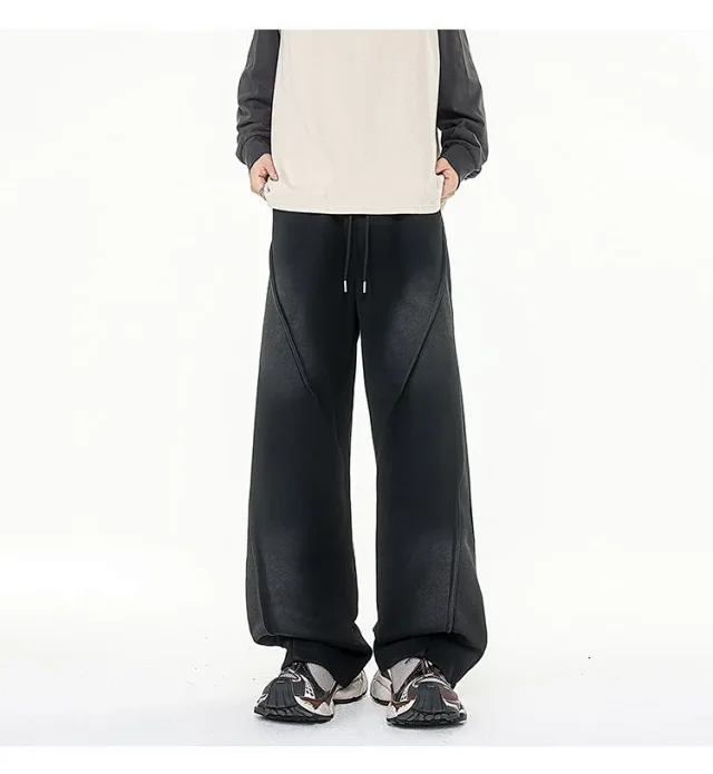 190 Tall Men's Long Washed Distressed Casual Pants Detail