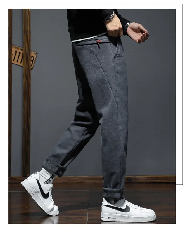 Men's Winter Warm Slim Straight Pants Detail