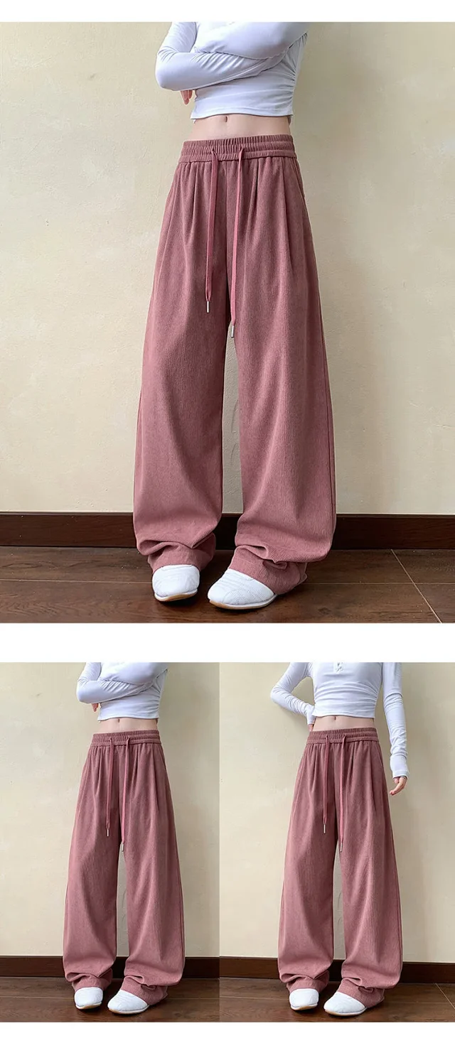 Khaki Wide-Leg Sport Pants Detail