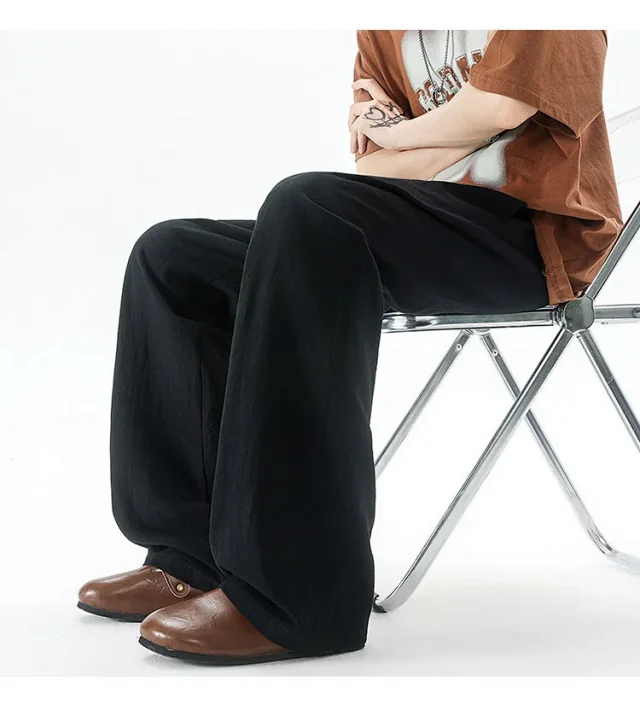 Men's Summer Linen-Cotton Loose Trousers (2m) Detail