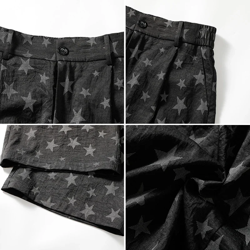 Men's Loose BF Style Straight Pants with Colorful Stars Print