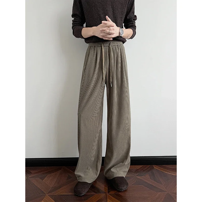 Khaki Wide-Leg Sport Pants
