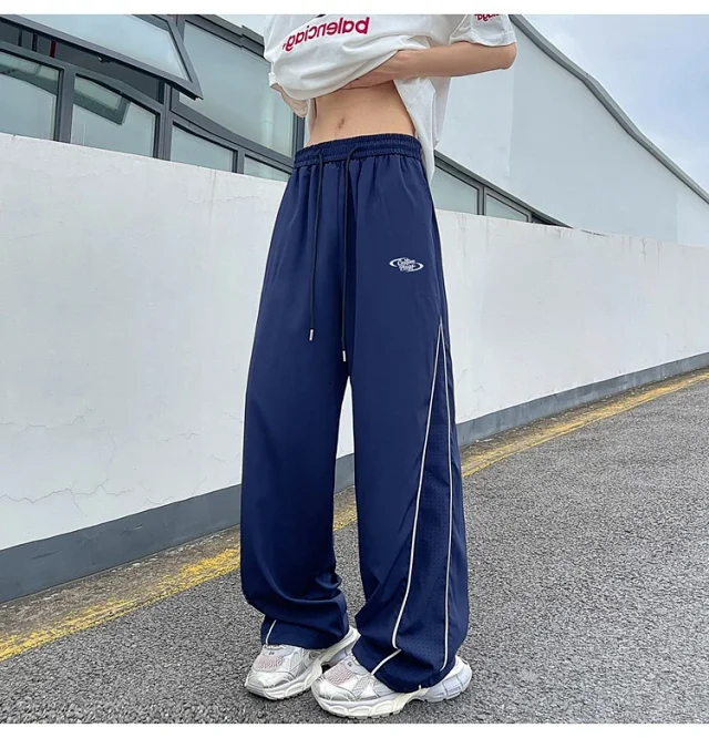 Men's Summer Laser-Punched Loose Ice Silk Trousers Detail