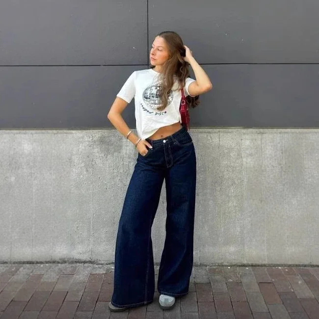 Vintage Loose High-Waist Wide-Leg Pants for Women