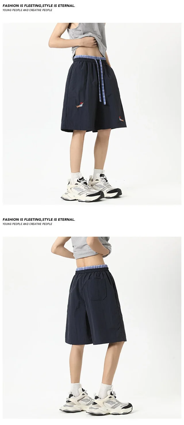 Men's Dachshund Embroidery Ice Silk Shorts 2025 Summer New Detail