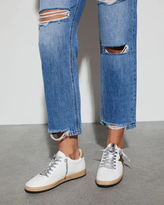 European American Sourced Summer Slim Fit Cotton High - Waist Straight - Leg Cropped Jeans Detail