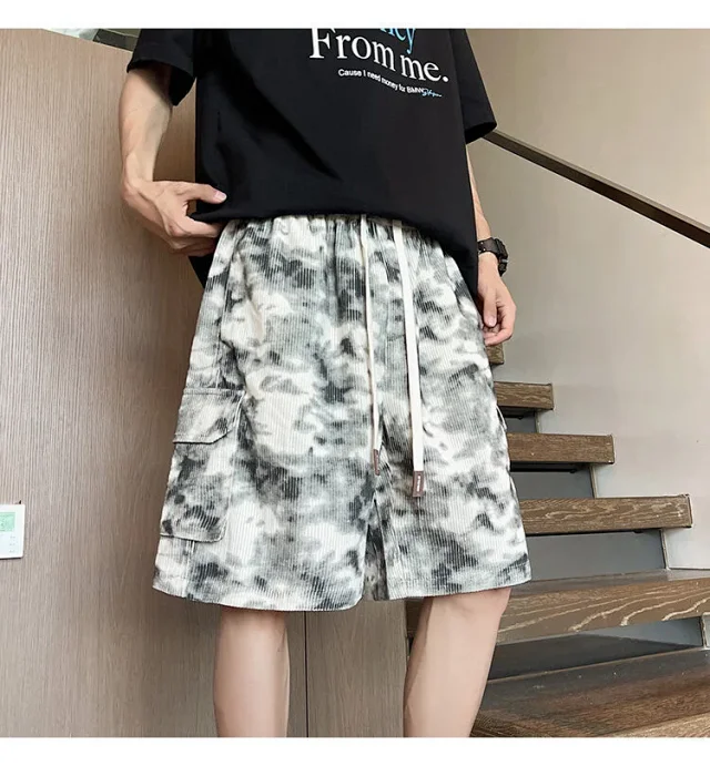 Men's Camo Tie-Dye Breathable Cargo Shorts Detail