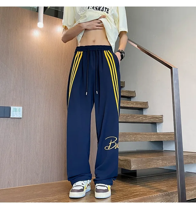 Men's Summer Ice Silk Baggy Straight Leg Trousers Detail